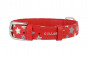 náhľad COLLAR Obojok kožený s hviezdami Glamour, 30-39cm/20mm, červená
